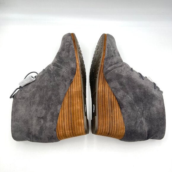 11W 11 WIDE WIDTH Dr Scholls Dakota Gray Microsuede Wedge Ankle Boots Shoes - Picture 8 of 13